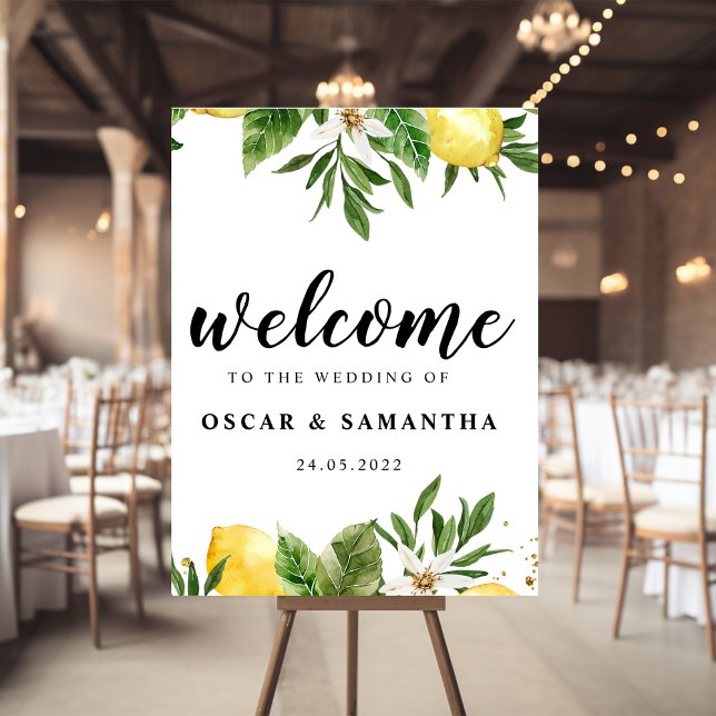 Moderne Aquarellgelbe Zitronen und Leaf Poster (Von Creator hochgeladen)