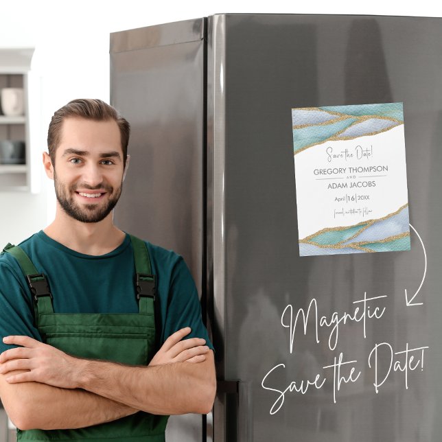 Moderne Aquarellgoldakzente speichern den Datums-M Magnetkarte (Von Creator hochgeladen)