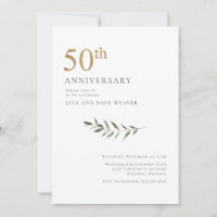 Moderne Aquarellgrüne Gold 50 Jahre Jubiläum