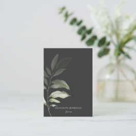 Moderne Aquarellgrüne Minimal Gray Visitenkarte