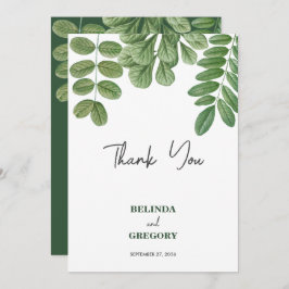 Moderne Aquarellgrüne Smaragdgrüne Hochzeit Dankeskarte