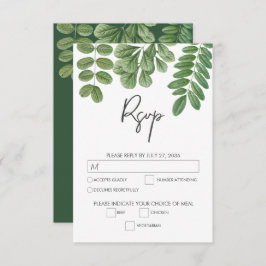 Moderne Aquarellgrüne Smaragdgrüne Hochzeit RSVP Karte