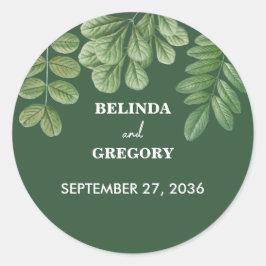 Moderne Aquarellgrüne Smaragdgrüne Hochzeit Runder Aufkleber