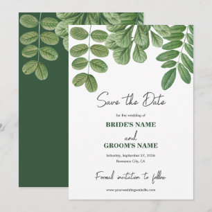 Moderne Aquarellgrüne Smaragdgrüne Hochzeit Save The Date
