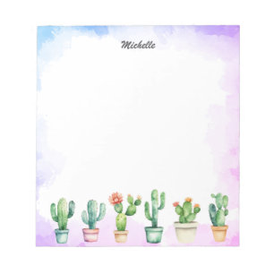 Moderne Aquarellkaktus Cacti Wüste Sukkulent Notizblock