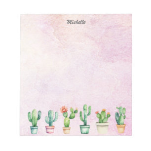 Moderne Aquarellkaktus Cacti Wüste Sukkulent Notizblock