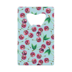 Moderne Aquarellkirschen: Juicy Berry Pattern Geldbeutel Flaschenöffner