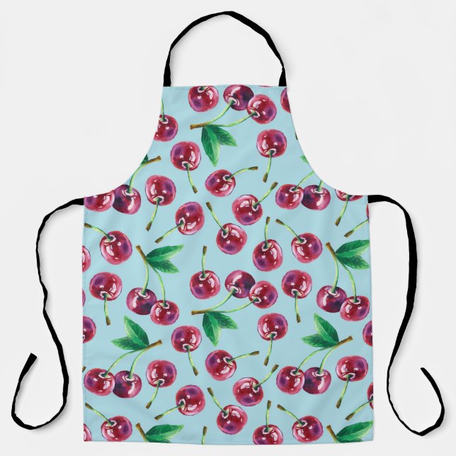 Moderne Aquarellkirschen: Juicy Berry Pattern Schürze (Vorderseite)