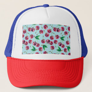 Moderne Aquarellkirschen: Juicy Berry Pattern Truckerkappe