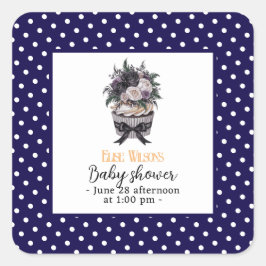 Moderne Aquarellkuchen Babydusche2 Quadratischer Aufkleber