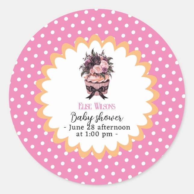 Moderne Aquarellkuchen Babydusche5 Runder Aufkleber (Vorderseite)