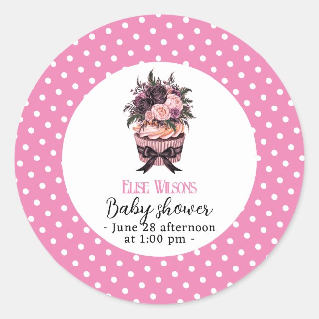 Moderne Aquarellkuchendusche Runder Aufkleber (Vorderseite)