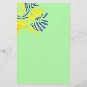 Moderne Aquarellkunst mit Mimosa-Blume Briefpapier
