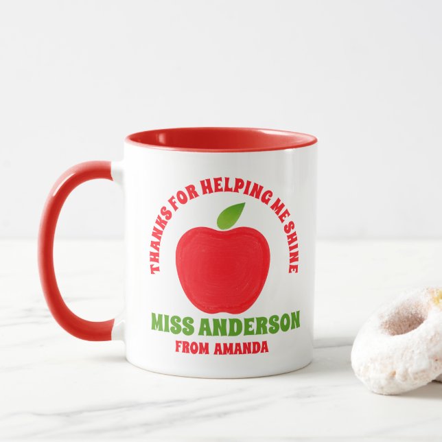 Moderne Aquarelllehrer danken Ihnen die Geschenkid Tasse (Mit Donut)