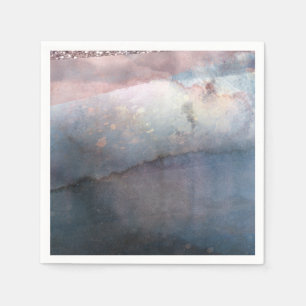 Moderne Aquarellmalerei Blau & Roségold Rosa Chic  Serviette