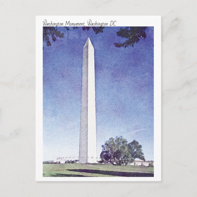 Moderne Aquarellmalerei in Washington Monument Postkarte (Vorderseite)