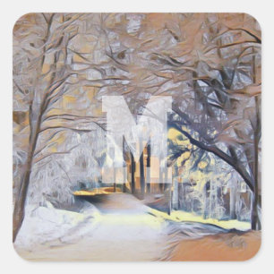 Moderne Aquarellmalerei von farbigen verschneiten Quadratischer Aufkleber