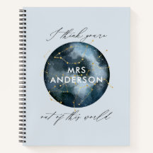 Moderne Aquarellmond-Sternenhimmellehrerin