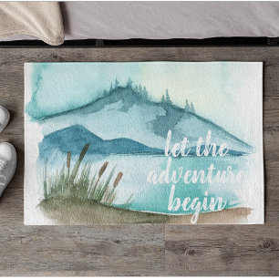 Moderne Aquarellnatur Das Abenteuer beginnt Fußmatte