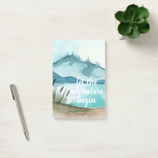 Moderne Aquarellnatur Das Abenteuer beginnt Post-it Klebezettel (Büro)