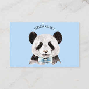 Moderne Aquarellpanda mit Namen und Pastellblau Visitenkarte