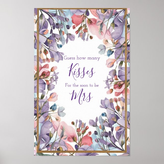 Moderne Aquarellpastellfarben lila rosa Wildblume  Poster (Vorne)