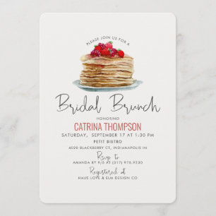 Moderne Aquarellpfannkuchen Bridal Brunch Dusche Einladung