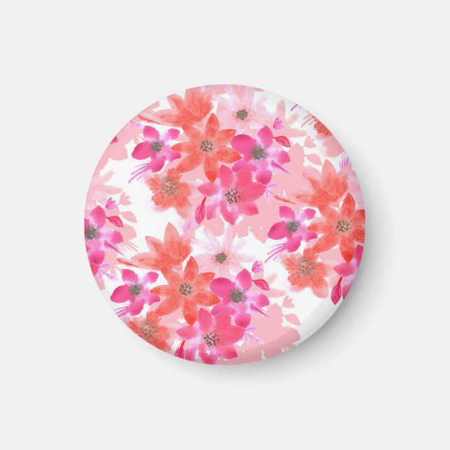 Moderne Aquarellpinken-Blume Magnet (Vorne)
