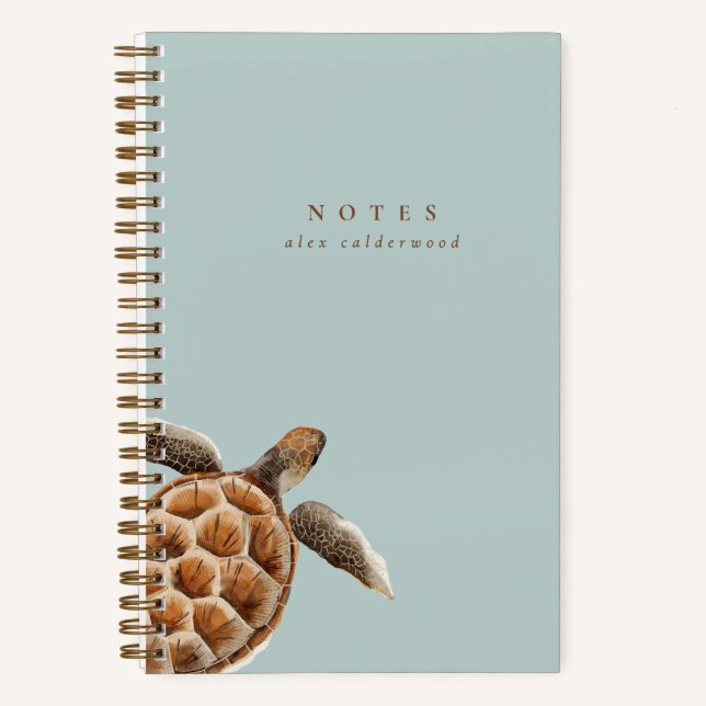 Moderne Aquarellschildkröte Personalisiert Notizbuch (Vorderseite)