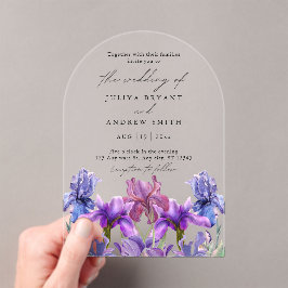 Moderne Aquarellschrift Iris Blumenschrift Hochzei Acryleinladungen