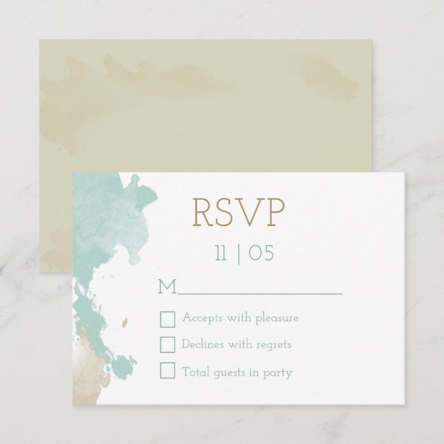 Moderne Aquarellstrümpfe Hochzeitsszenarien RSVP Karte (Vorne/Hinten)