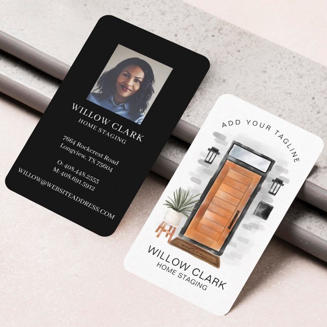 Moderne Aquarelltür aus Holz mit Vordertür im Mitt Visitenkarte (Von Creator hochgeladen)