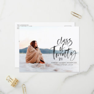 Moderne Aquarelltypografie Graduate Foto invita Einladungspostkarte