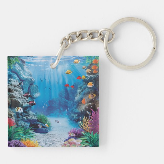 Moderne Aquarium Fisch Tank Schlüsselanhänger (Rückseite)