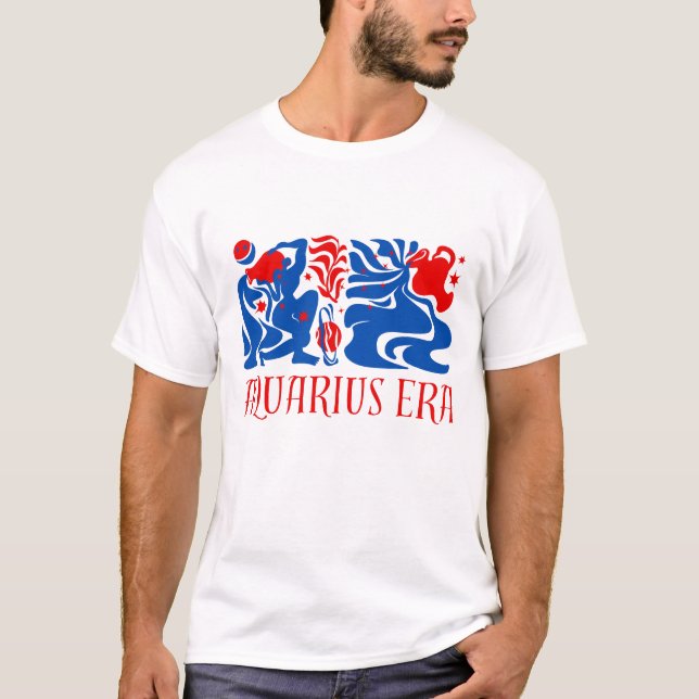 Moderne Aquarius Zodiac Typografie T-Shirt (Vorderseite)