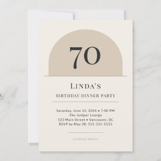 Moderne Arch 70. Geburtstags-Dinnerparty-Einladung Einladung