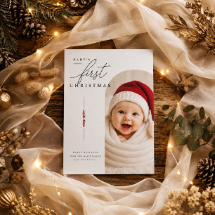 Moderne Arch Baby Erstes Weihnachten Urlaubsfoto 
