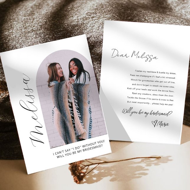 Moderne Arch Bridesmaid Foto Vorschlag Card Einladung (Von Creator hochgeladen)