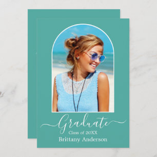 Moderne Arch Calligraphy Aquamarin Graduation Part Einladung
