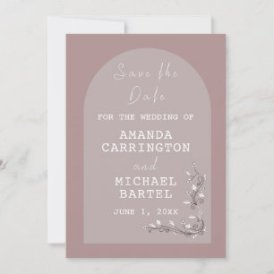 Moderne Arch Dusty Rose Save the Date Card