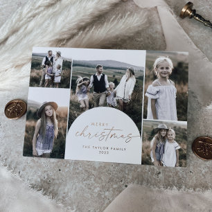 Moderne Arch Foil Multi Foto Familiennachrichten W Folien Feiertagskarte