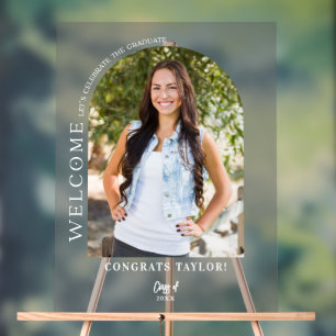 Moderne Arch Foto Graduation Party Willkommen Matt Acrylschild