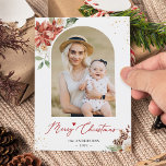 Moderne Arch Frame Floral Frohe Weihnachten Foto<br><div class="desc">Versenden Sie Ihre Grüße der Saison mit dieser "Modern Arch Frame Floral Frohe Weihnachten Foto Holiday Card". Für weitere Anpassungen klicken Sie bitte auf den Link "Weitere Anpassung" und verwenden Sie unser Design-Tool,  um diese Vorlage zu ändern.</div>