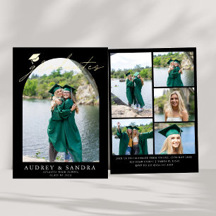 Moderne Arch Graduates Double Graduation Party Folieneinladung