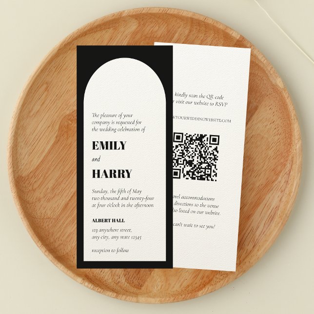 Moderne arch kühne Typografie QR Code Long Wedding Einladung (Von Creator hochgeladen)