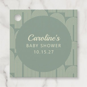 Moderne Arch Line Art Sage Green Baby Dusche nach Geschenkanhänger