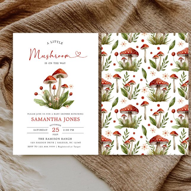 Moderne Arch Little Mushroom Babydusche Einladung (Von Creator hochgeladen)