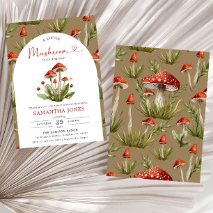 Moderne Arch Little Mushroom Babydusche Einladung