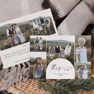 Moderne Arch Multi Foto Familiennachrichten Dies s Feiertagskarte