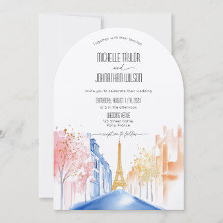 Moderne Arch Paris Eiffelturm Ziel Hochzeit Einladung